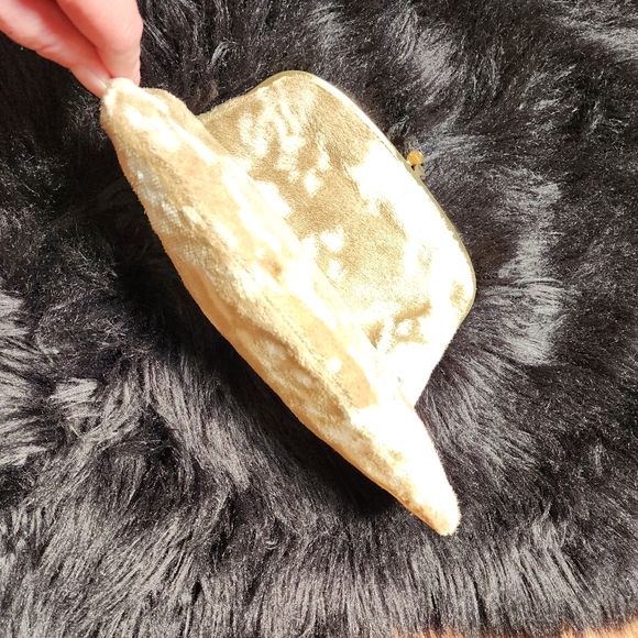 Vintage Ingber Foldover Clutch Purse with Gold Tone Kiss Lock Faux Fur/Wool like - Picture 6 of 14